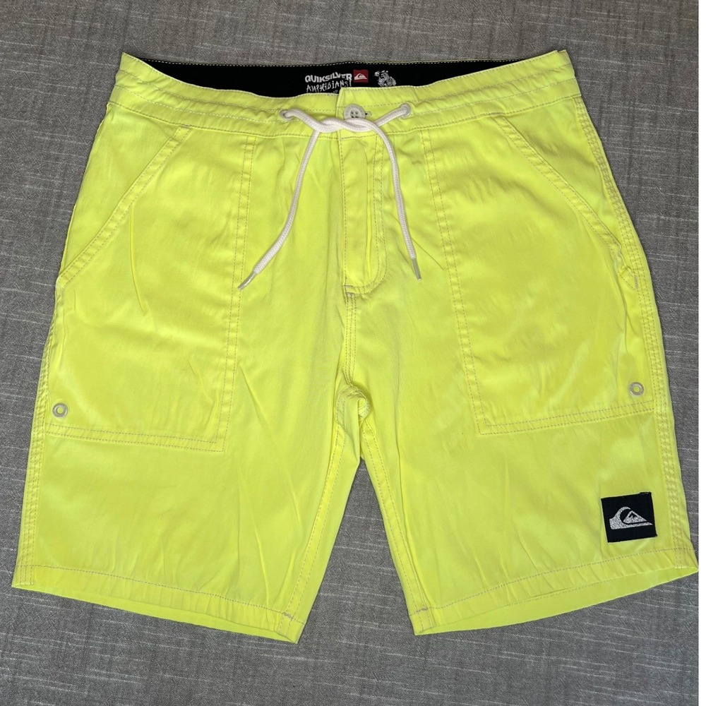 Quiksilver Amphibians Hybrid‎ Board Shorts Neon Yellow Lime Green Mens 31